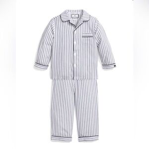 New Petite Plume Kid's Twill Pajama Set in Navy French Ticking